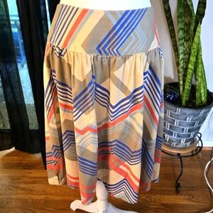 Merona Striped ZigZag 100% Cotton Size 6 Medium A-Line Skirt